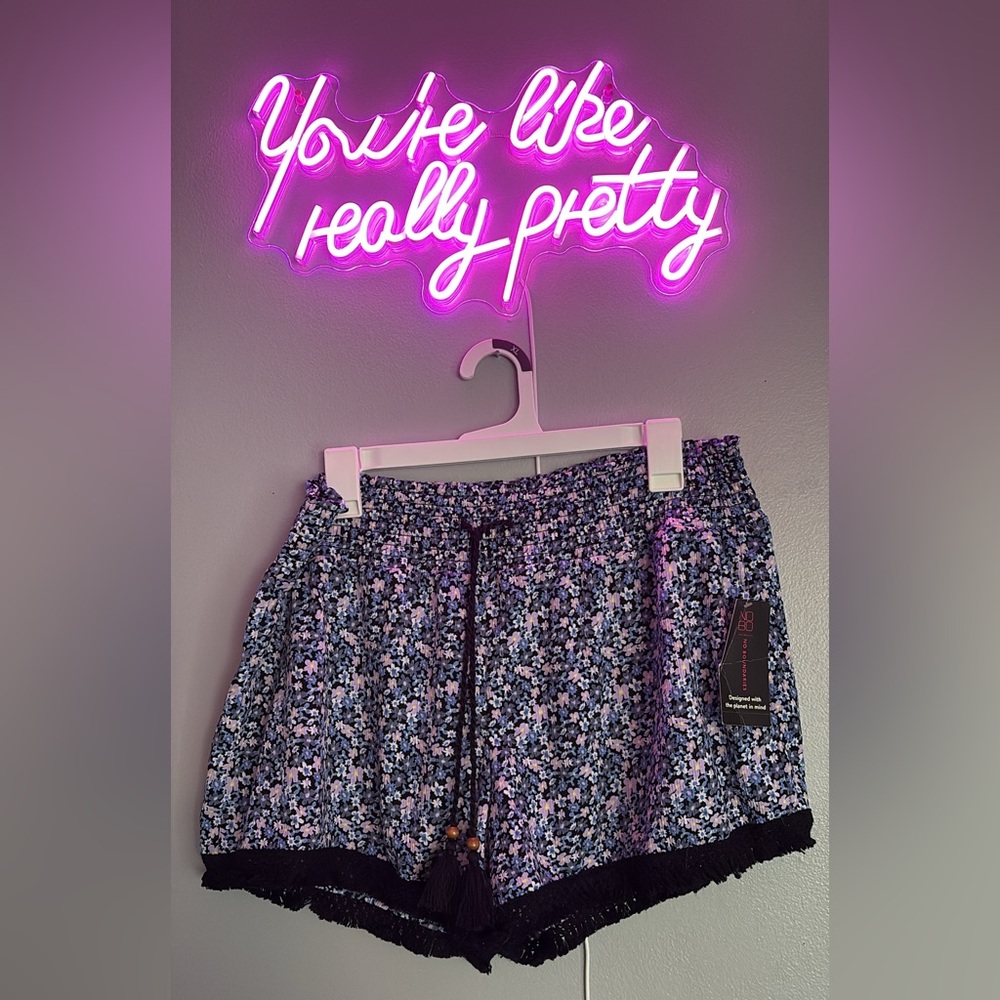 No Boundaries Black and Blue Floral Shorts